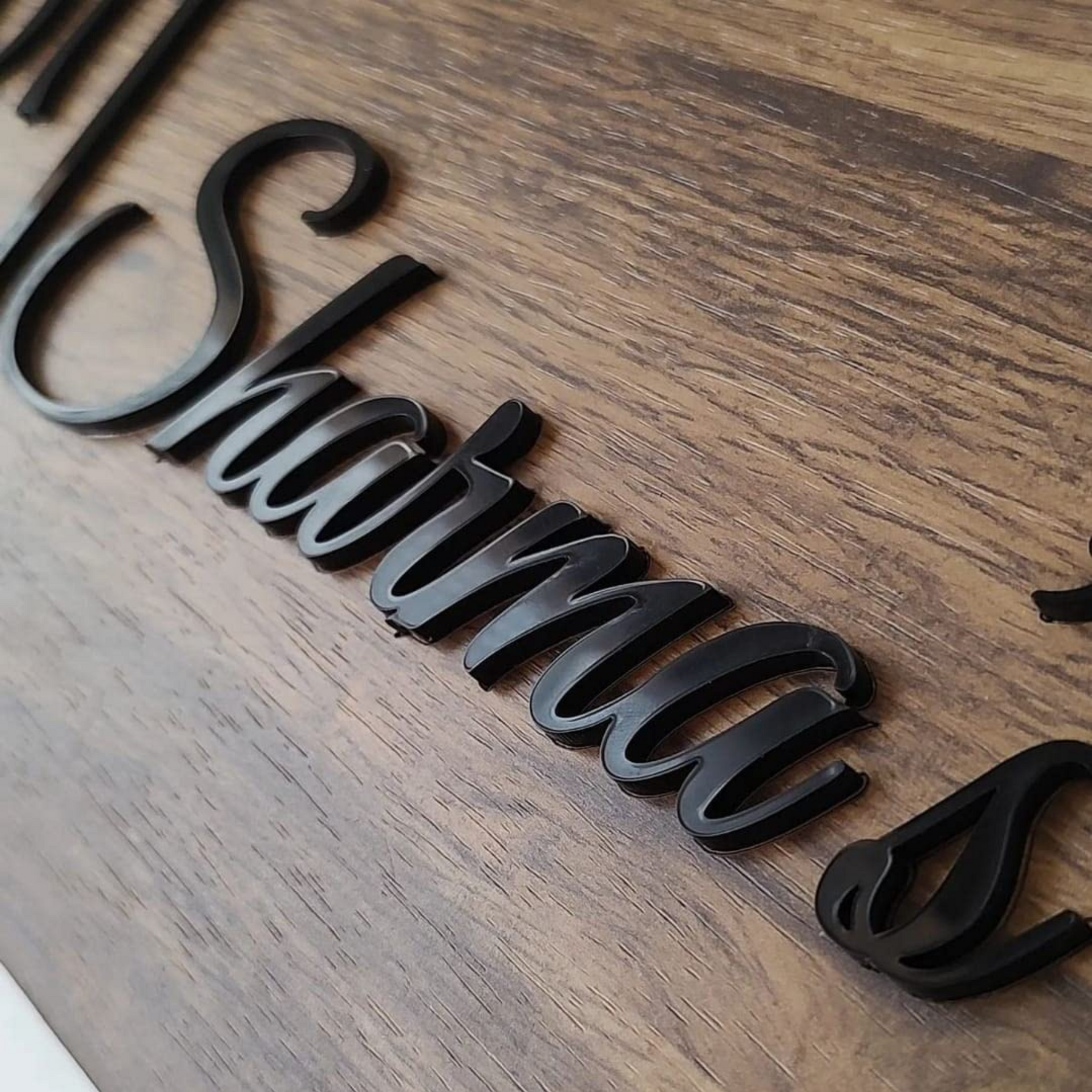 Bas Name Sign Door Name Plate - Acrylic Letters on Wooden Base for Home – Giftisi